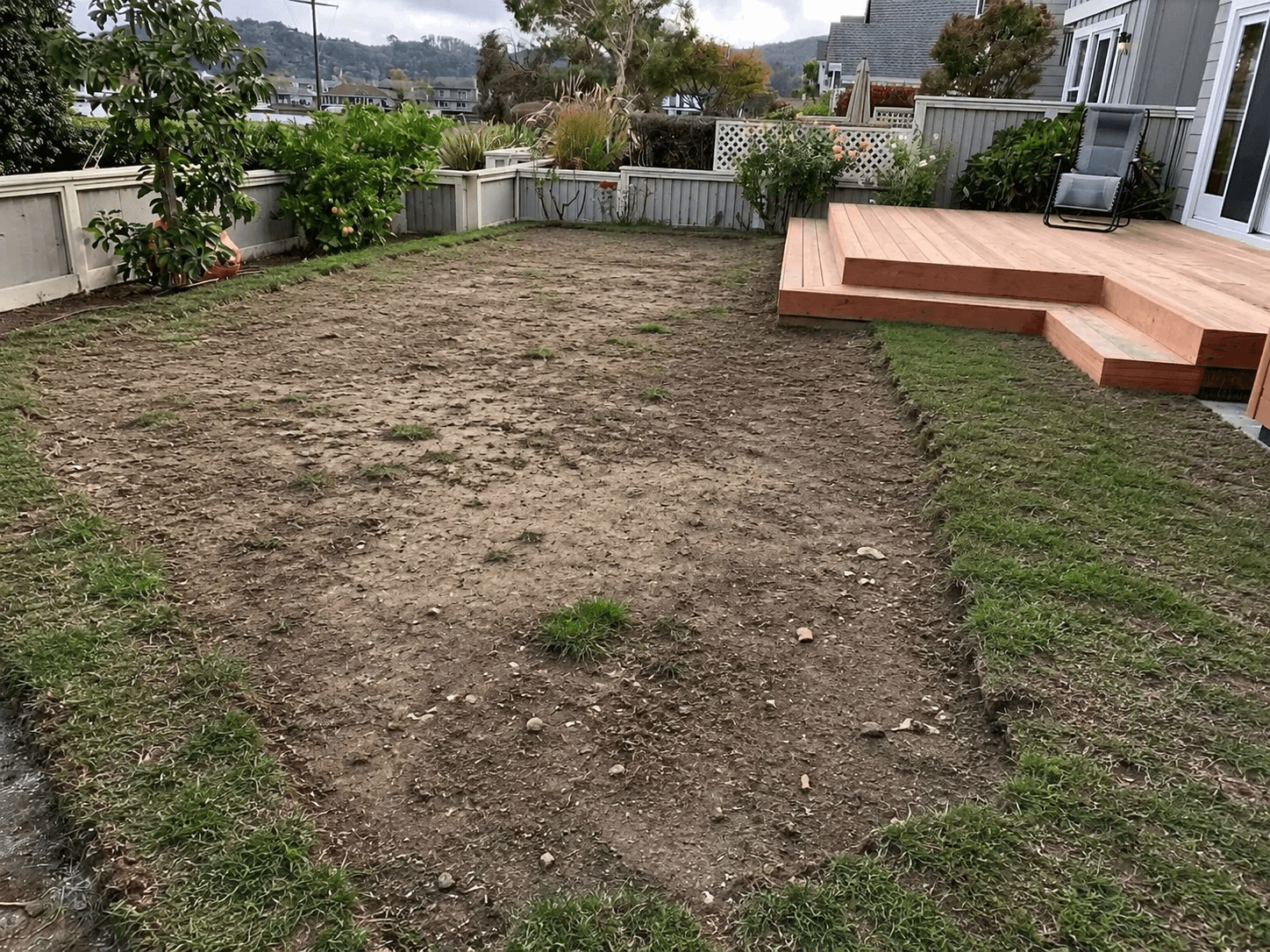 Outdoor area before artificial turf installation